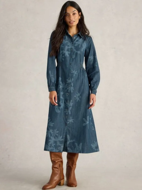 Farah Denim Midi Dress in DENIM PRINT<White Stuff Discount