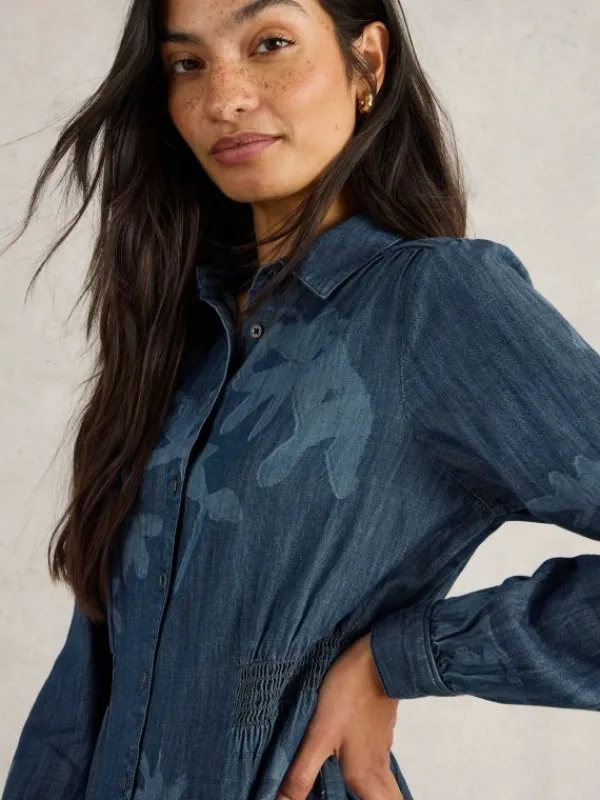 Farah Denim Midi Dress in DENIM PRINT<White Stuff Discount