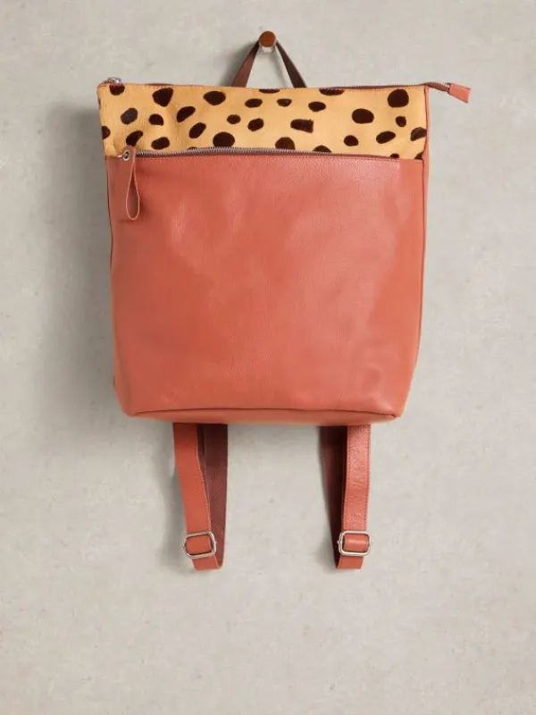 Farrah Leather Backpack in PINK MULTI<White Stuff New