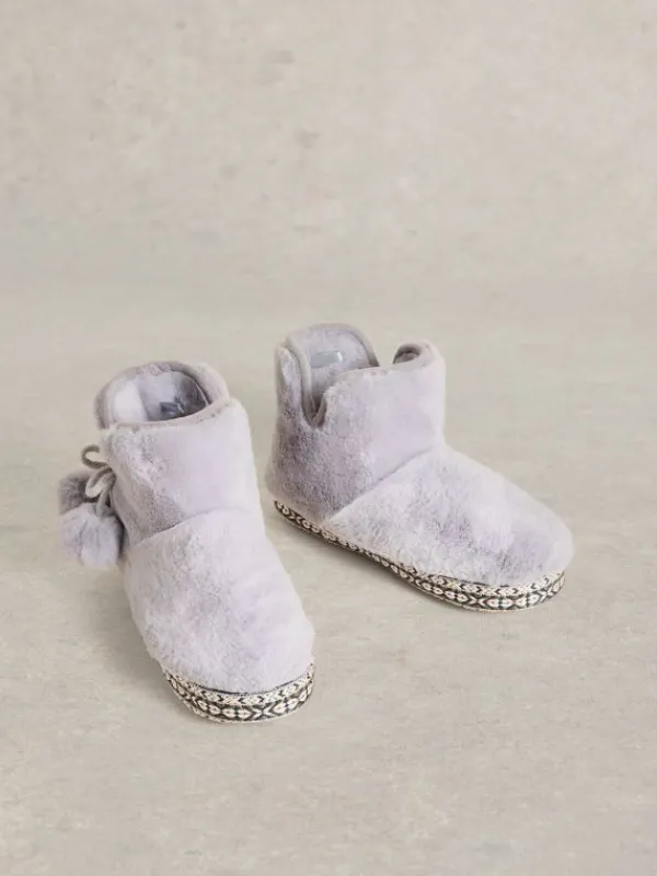 Faux Fur Slipper Bootie in MID GREY<White Stuff Clearance