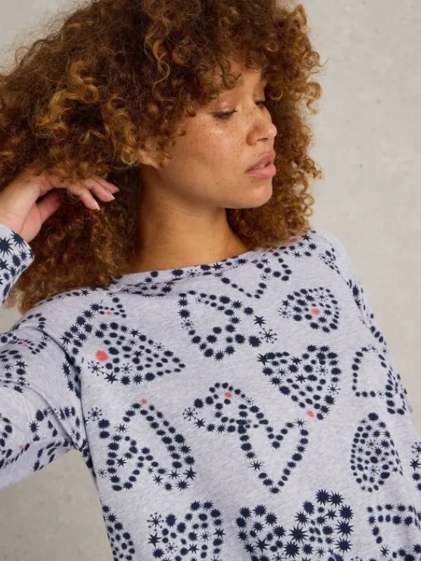 Fern Tie Hem Jersey Top in GREY PRINT<White Stuff Online