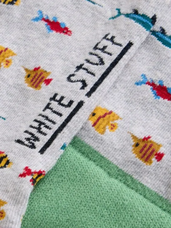 Fish Tales Ankle Sock in GREY MULTI<White Stuff Best