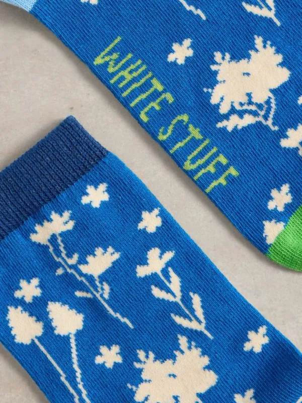 Floral Ankle Sock in BRIGHT BLUE<White Stuff New