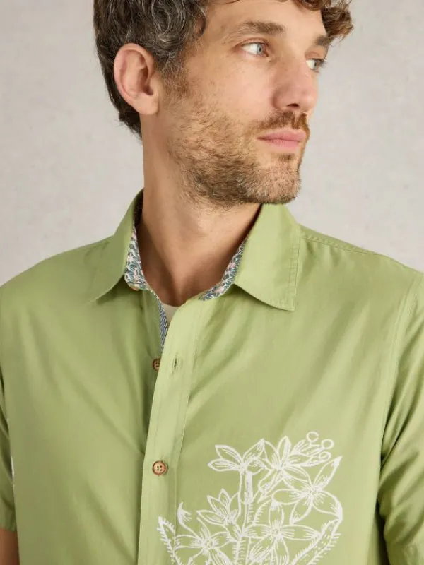 Floral Border Printed Shirt in GREEN PRINT<White Stuff Sale