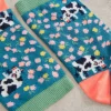Floral Cow Ankle Sock in TEAL MULTI<White Stuff Best