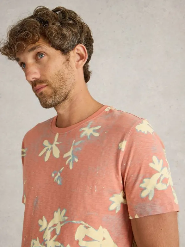 Floral Printed Short Sleeve Tee in PINK PRINT<White Stuff Clearance