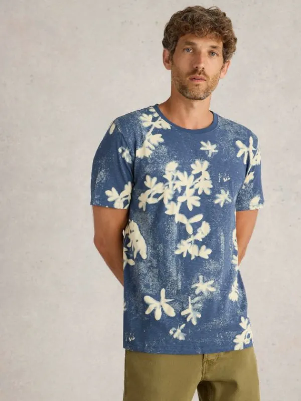 Floral Printed Short Sleeve Tee in NAVY PRINT<White Stuff Sale
