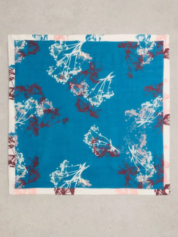 Floral Square Scarf in BLUE MULTI<White Stuff Best