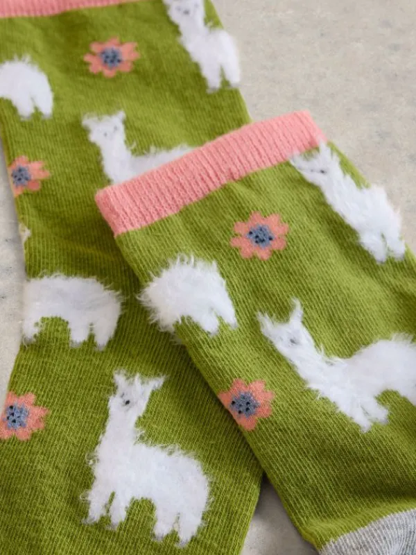 Fluffy Llama Ankle Sock in GREEN MULTI<White Stuff Outlet