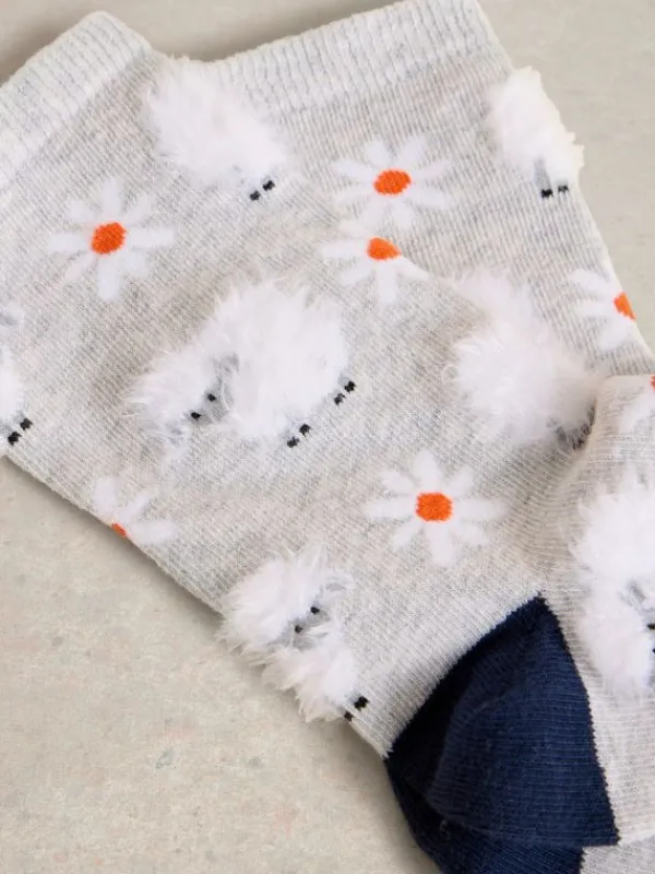 Fluffy Sheep Ankle Socks in GREY MULTI<White Stuff Fashion