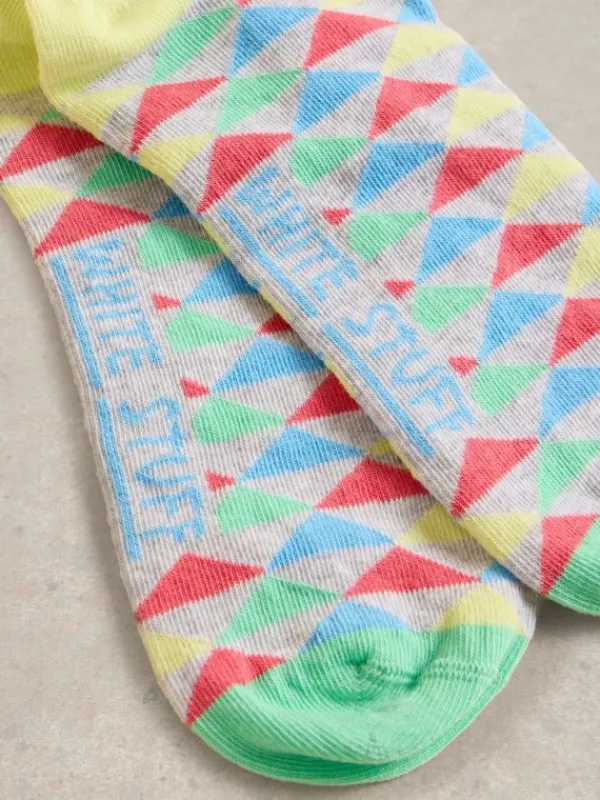 Geo Pop Ankle Sock in GREY MULTI<White Stuff Hot