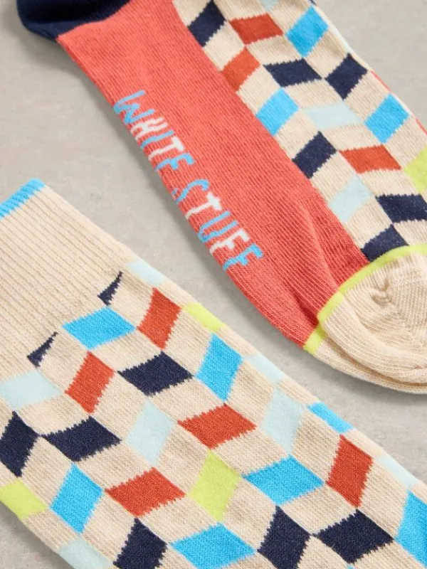 Geometric Ankle Sock in GREY MULTI<White Stuff Hot