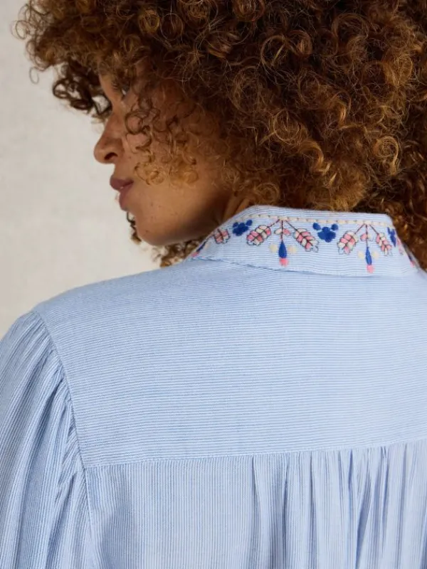 Geri Embroidered Shirt in BLUE MULTI<White Stuff Hot