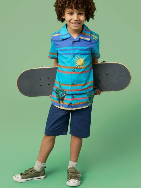 Giraffe Stripe SS Shirt in BLUE MULTI<White Stuff Hot