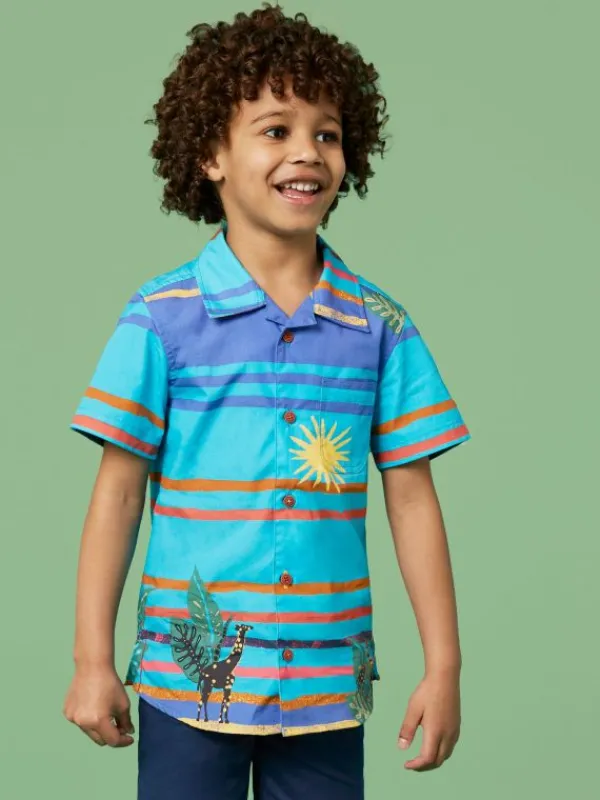 Giraffe Stripe SS Shirt in BLUE MULTI<White Stuff Hot