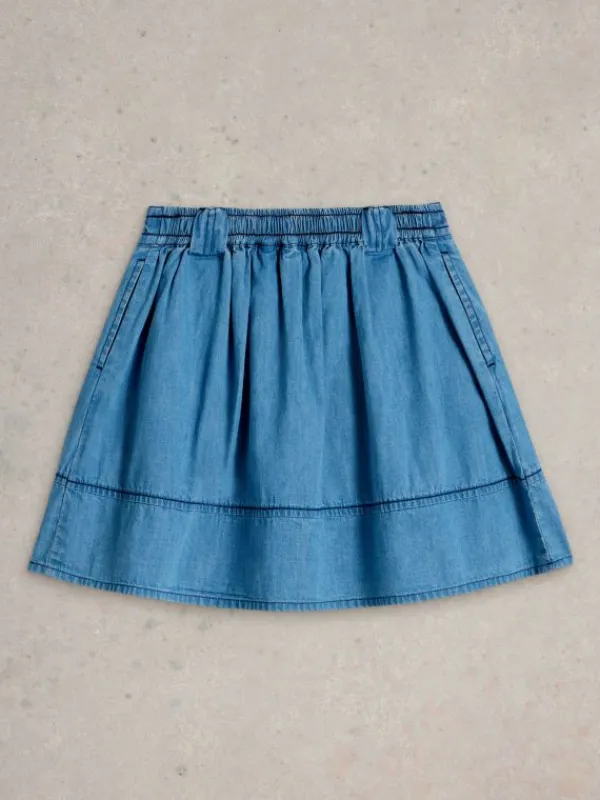 Girls Chambray Skirt in CHAMBRAY BLUE<White Stuff New