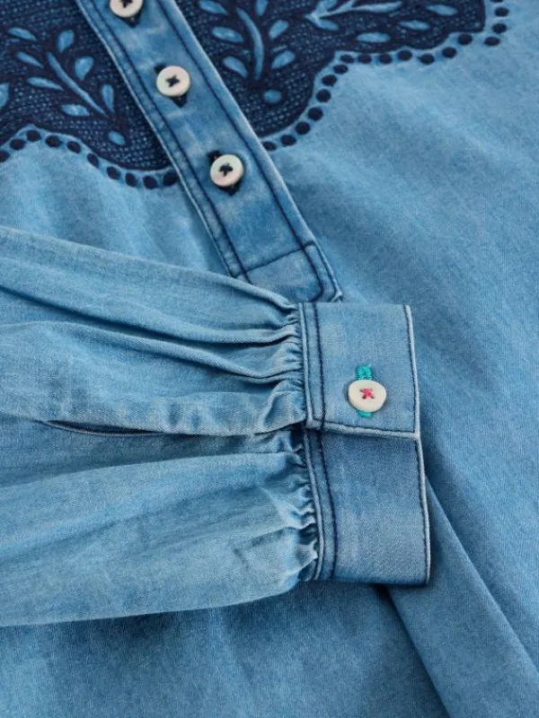 Girls Chambray Top in CHAMBRAY BLUE<White Stuff New