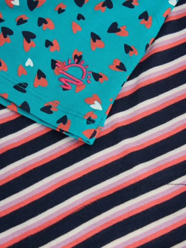 Girls Ditsy Heart Print Jersey Dress in BLUE MULTI<White Stuff Fashion