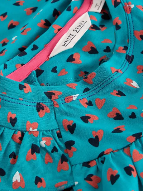 Girls Ditsy Heart Print Tee in BLUE MULTI<White Stuff Outlet