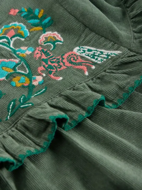 Girls Embroidered Needlecord Top in LIGHT TEAL<White Stuff Sale