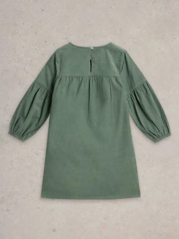 Girls Embroidered Needlecord Dress in LIGHT TEAL<White Stuff Hot