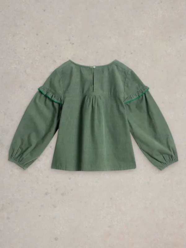 Girls Embroidered Needlecord Top in LIGHT TEAL<White Stuff Sale