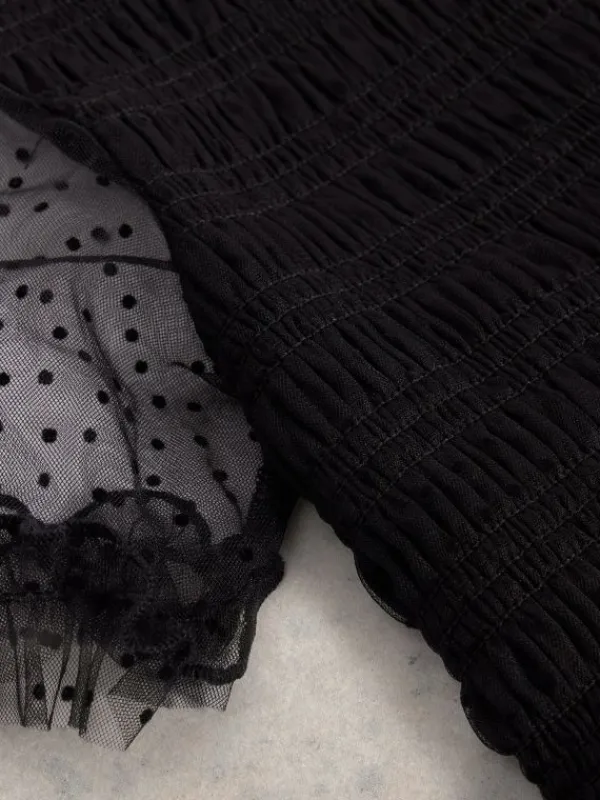 Girls Frilly Dress in PURE BLACK<White Stuff Best
