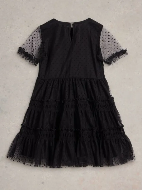 Girls Frilly Dress in PURE BLACK<White Stuff Best