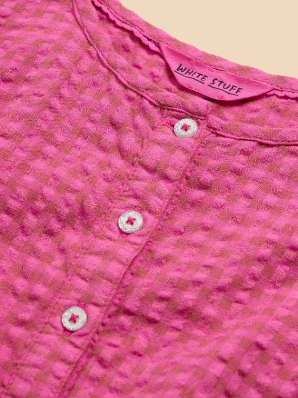 Girls Gingham Playsuit in DUSTY PINK<White Stuff Discount
