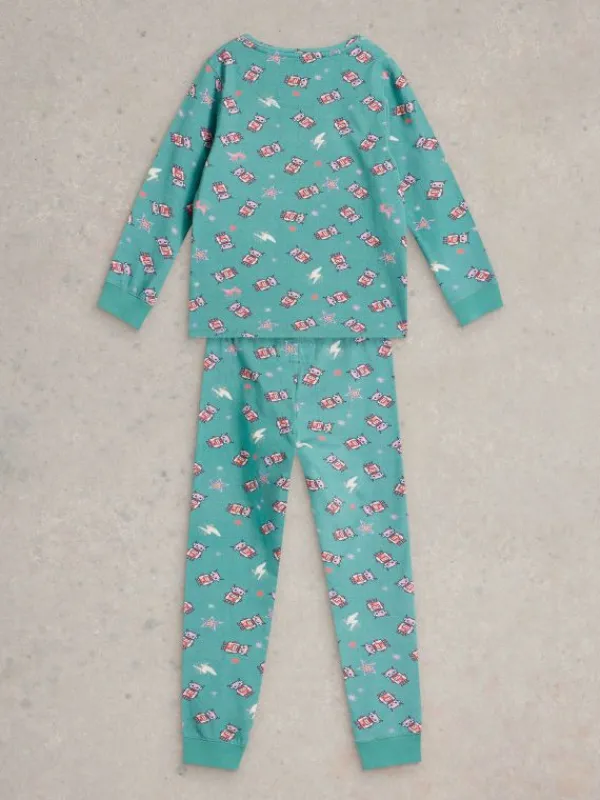 Girls Robots PJ Set in BLUE PRINT<White Stuff Sale