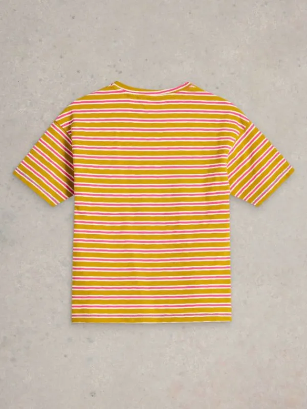 Girls Stripe Tee in YELLOW MULTI<White Stuff New