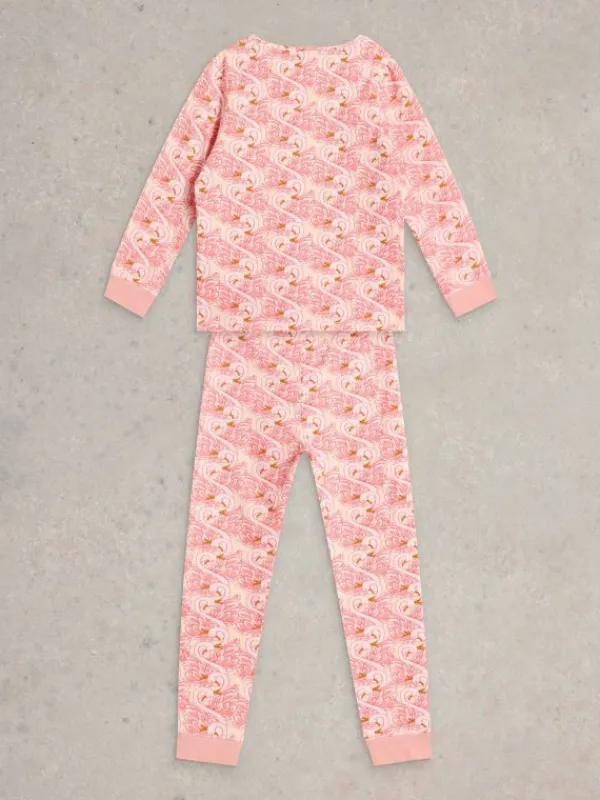 Girls Swan PJ Set in PINK PRINT<White Stuff Fashion