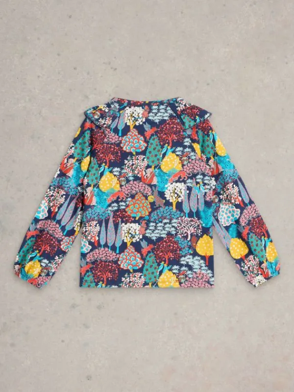 Girls Woodland Print Tee in NAVY PRINT<White Stuff Clearance