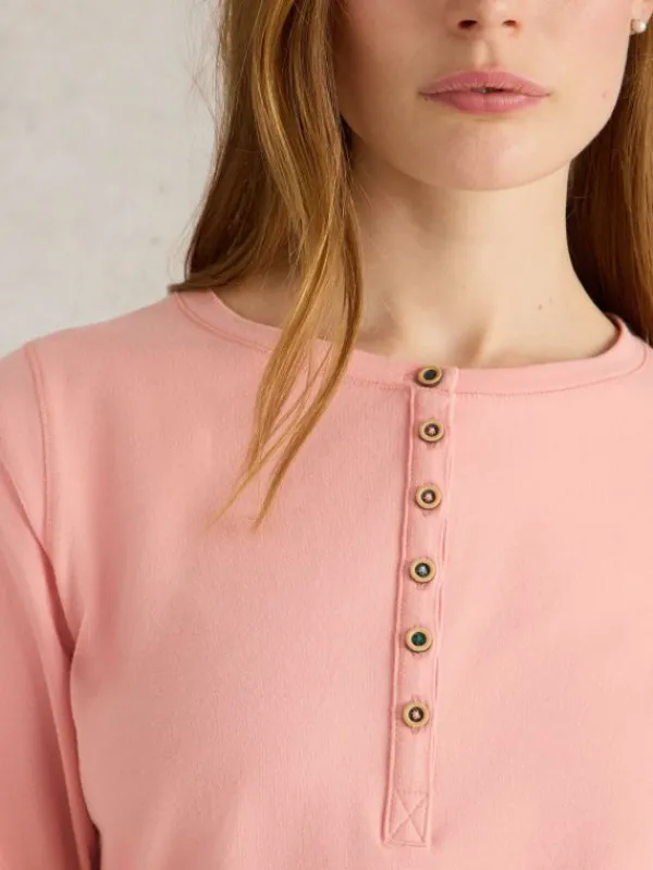 Hailey Henley Jersey Top in LIGHT PINK<White Stuff Best