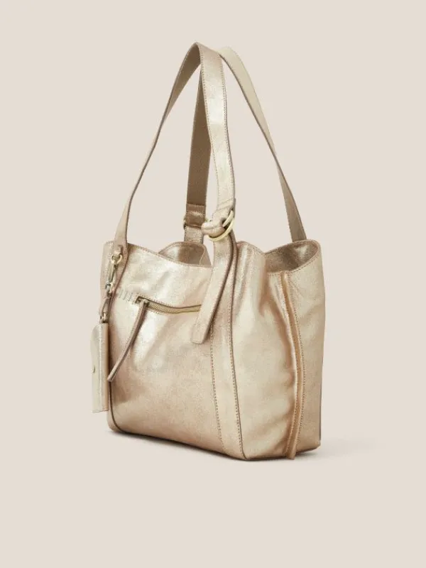 Hannah Tote in GOLD TONE METALLIC<White Stuff Sale