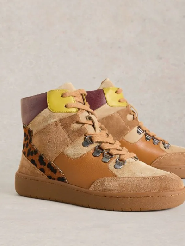 Harriet Mid Top Trainer in BROWN MULTI<White Stuff New