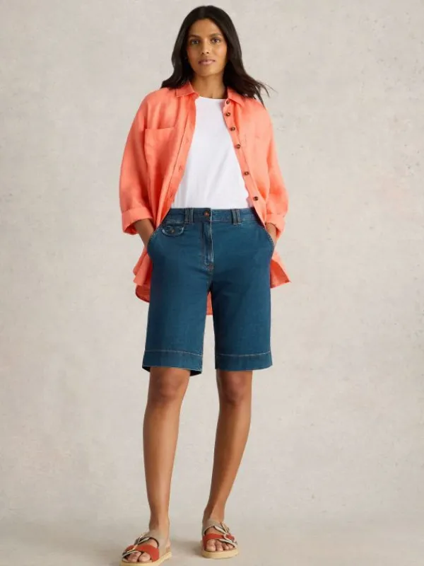 Hayley Denim Shorts in MID DENIM<White Stuff Online