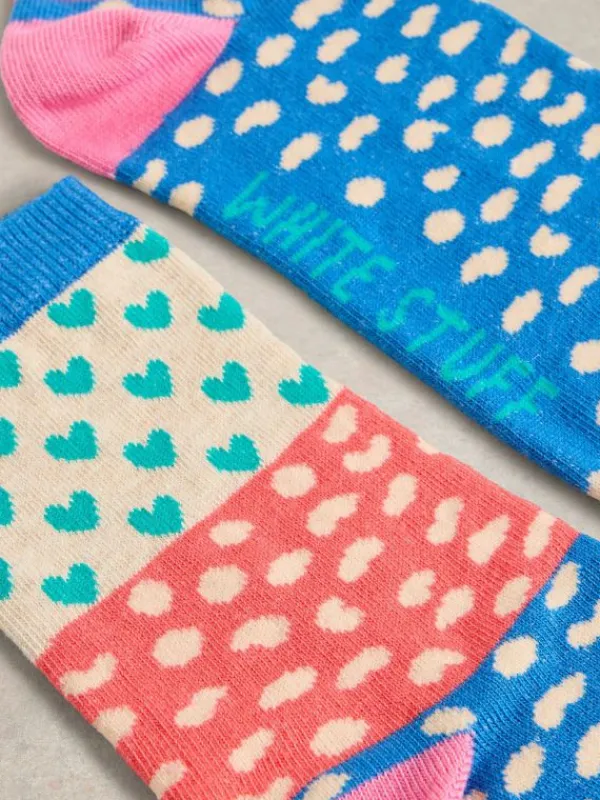 Heart Spot Ankle Sock in BLUE MULTI<White Stuff Outlet