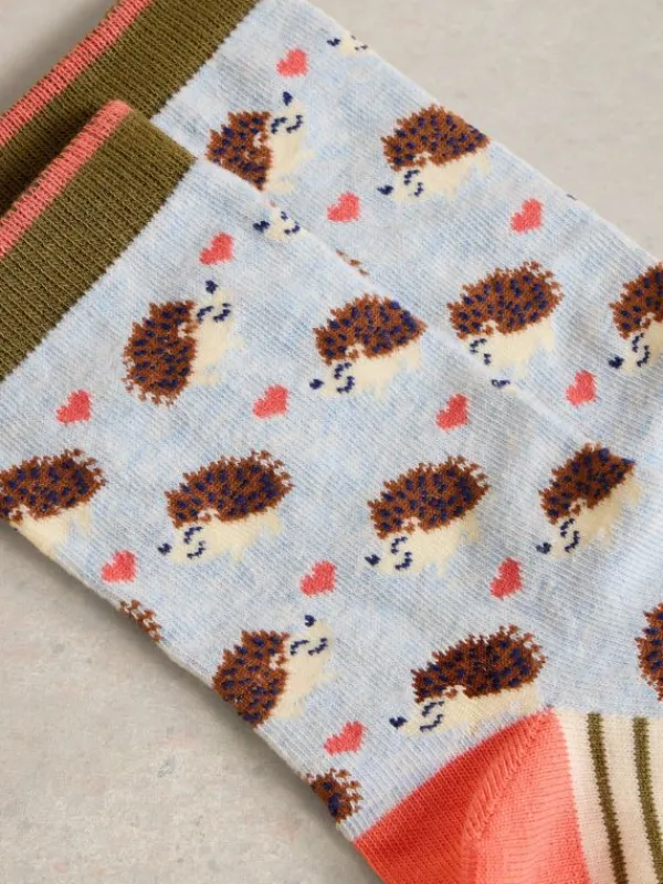 Hedgehog Ankle Socks in LIGHT BLUE<White Stuff Sale