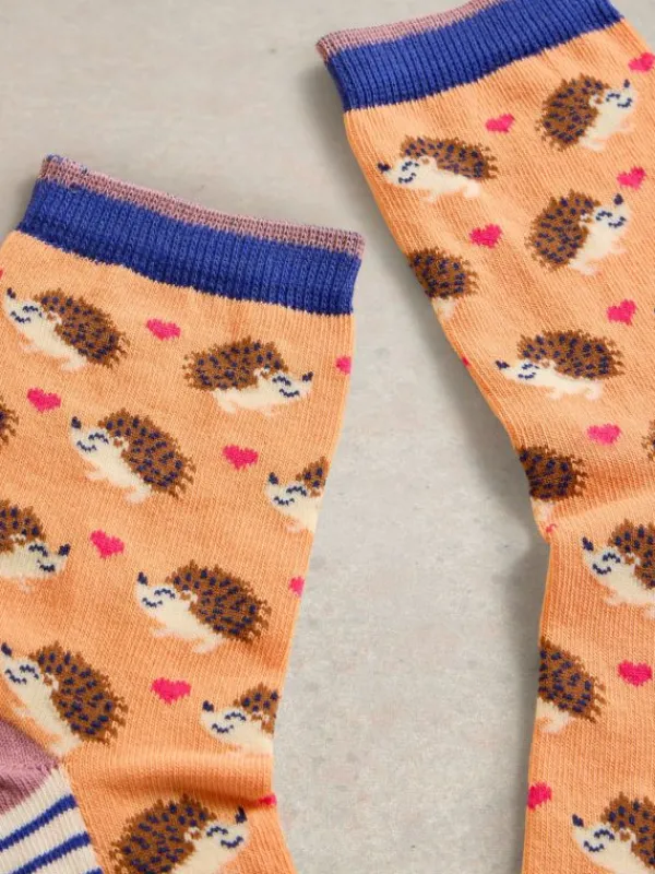 Hedgehog Ankle Socks in ORANGE MULTI<White Stuff Sale