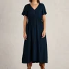 Imogen Short Sleeve Midi Dress in DARK NAVY<White Stuff Hot