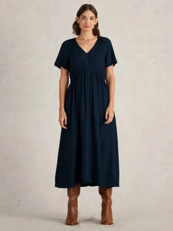 Imogen Short Sleeve Midi Dress in DARK NAVY<White Stuff Hot