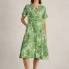 Iris Linen Dress in GREEN PRINT<White Stuff Fashion