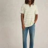Jacquard Short Sleeve Stripe Polo in WHITE MULTI<White Stuff New