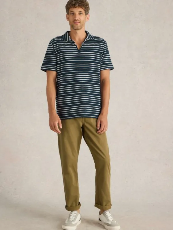 Jacquard Short Sleeve Stripe Polo in NAVY MULTI<White Stuff Best