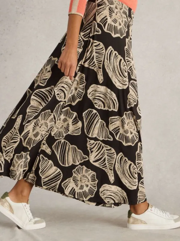 Jada Jersey Maxi Skirt in BLACK PRINT<White Stuff Online