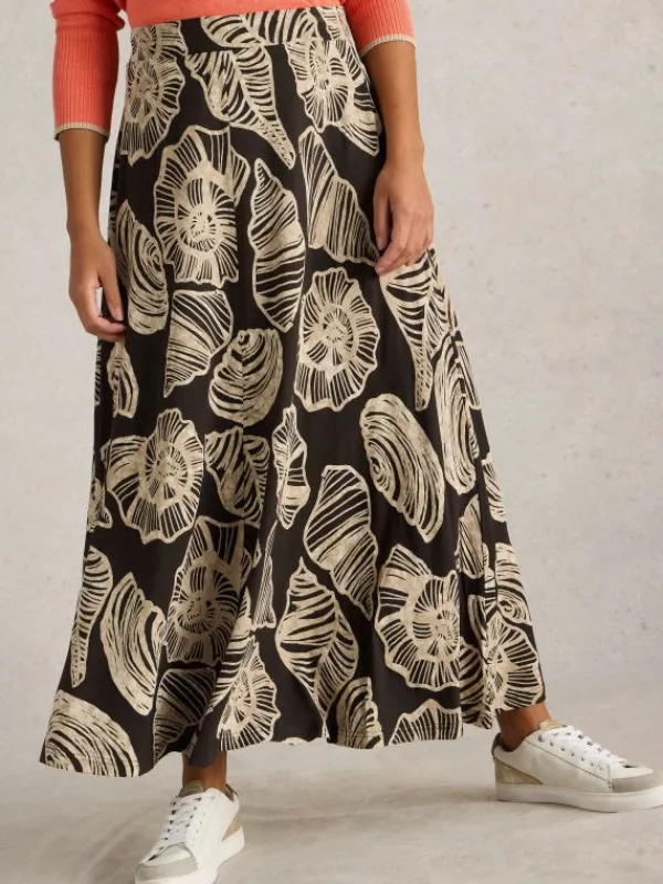Jada Jersey Maxi Skirt in BLACK PRINT<White Stuff Online