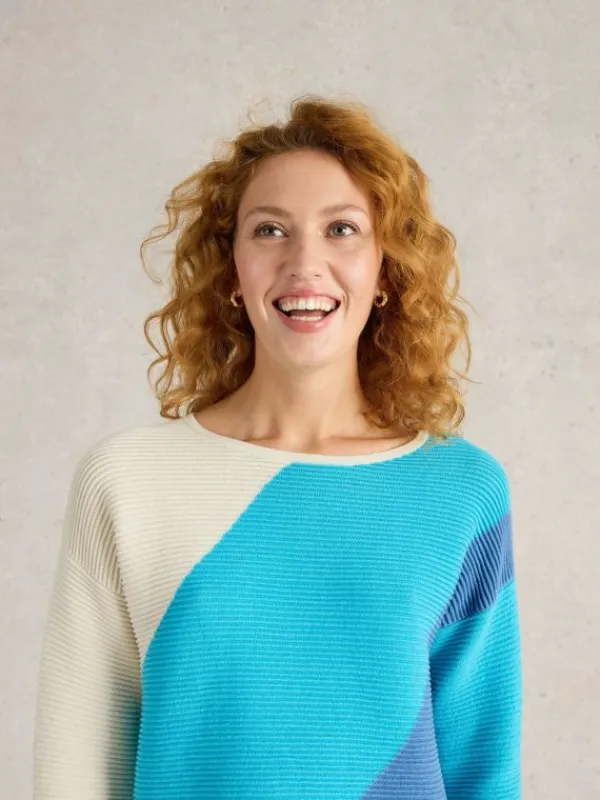 JANA ABSTRACT JUMPER in BRIGHT BLUE<White Stuff Discount