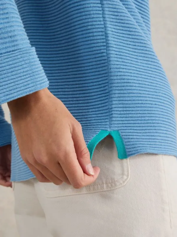 JANA CREW NECK JUMPER in MID BLUE<White Stuff Sale