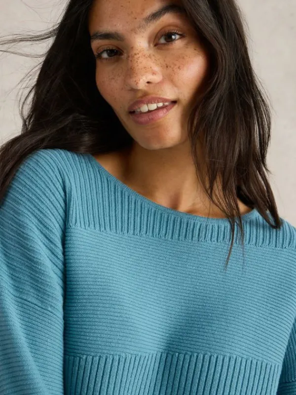JANA MIX STITCH JUMPER in MID BLUE<White Stuff Sale